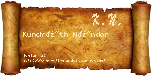 Kundráth Nándor névjegykártya