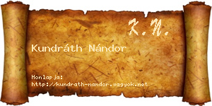 Kundráth Nándor névjegykártya